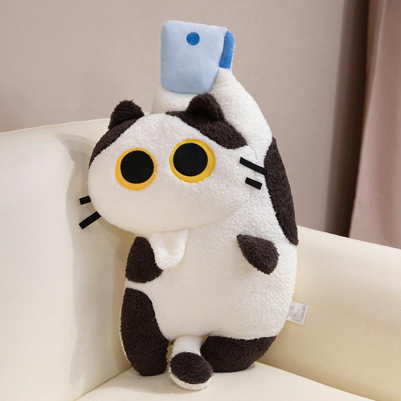 Creative Cute Sun Cat Throw Pillow Plush Toy Doll Three Flower Cat Doll Girl Accompany Soothing Doll