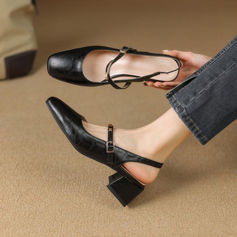 New Foot Cover Women's Bag Head Rear Empty Sandals Casual High Heel Sandals Women's Solid Color Rubber Soft Sole Summer Large Size Shoes