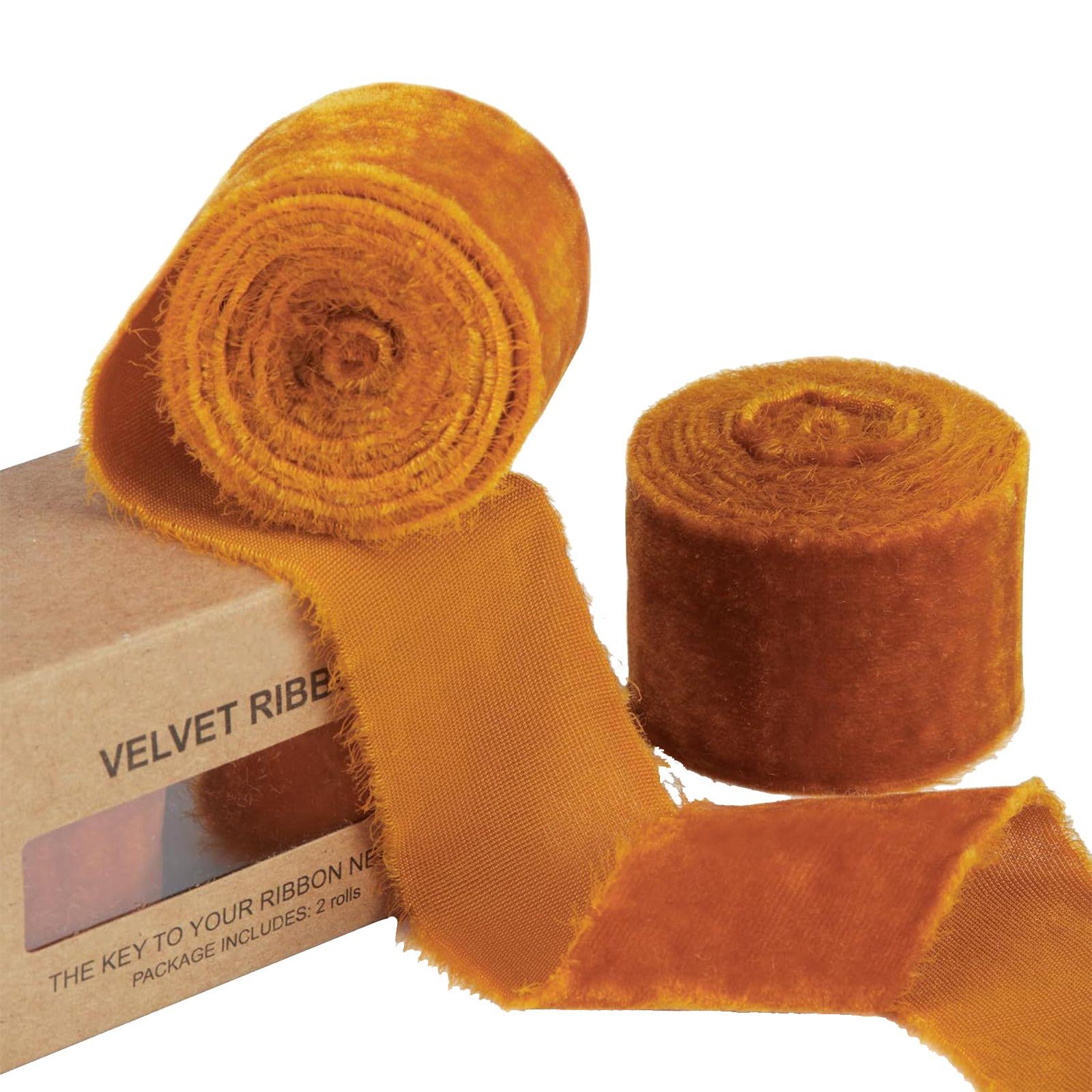 

Бархатная лента, винтажная лента, подходит для рождественской елки, украшения дома, венка, ювелирных изделий, подарочной упаковки, 3 шт. One Size шафрановый