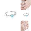 Impressive Adjustable Blue Ring For Women With Elegant Cold Style And Sparkling Accents