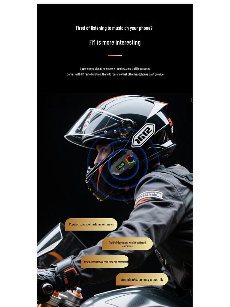 Y30A Wireless Bluetooth Helmet Earphones for Cyclists & Motorcyclists - Waterproof Intercom