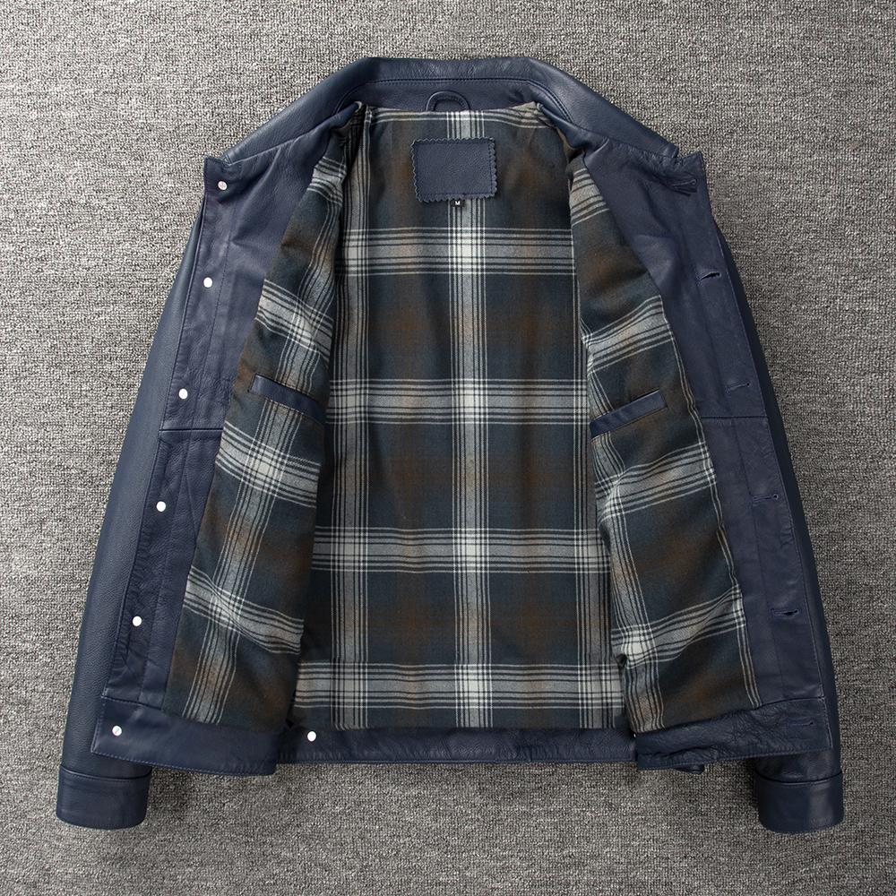 Classic 506 Style Genuine Cow Leather Jacket For Men Blue Black Natural Goatskin Coat Man  Slim Fit Soft Male Clothes Autumn