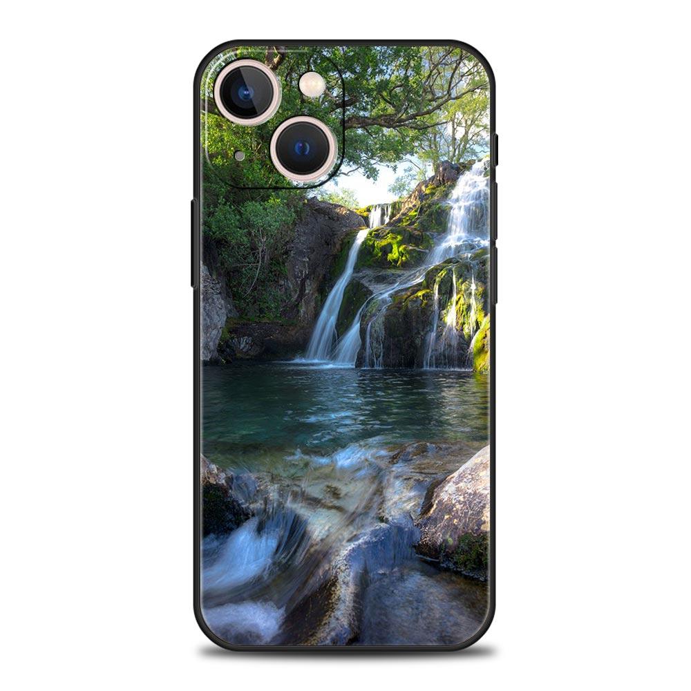 

Luxury Phone Case For iPhone 16 15 14 11 Pro Max 13 12 XS X XR 7 8 Plus Shockproof Waterfall nature Trees ship Cover iPhone 15