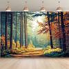 2D Plane 1 Piece of Autumn Forest Colored Path Party Background Suitable for Walls Courtyard Festivals