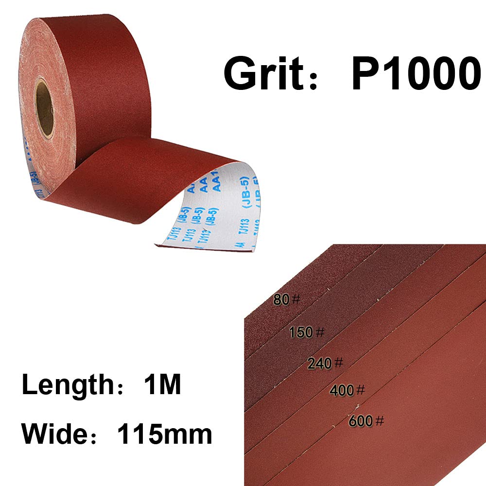 1000 Grit Sandpaper Roll, 1 metre x 115 mm Aluminum Oxide Emery Cloth Abrasive Paper Roll for Metal Grinding, Wood Sanding, Furniture Finishing,