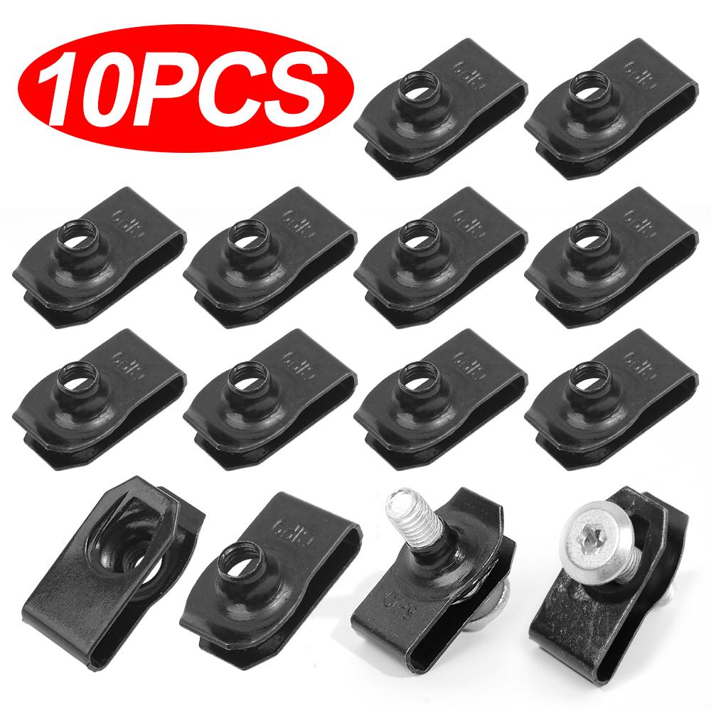 

Болты кузова и U-образные гайки-клипсы M6 Крышка двигателя Поддон Защита от брызг Защита Бампер Подкрылок Фиксатор Крепеж Заклепки Винты