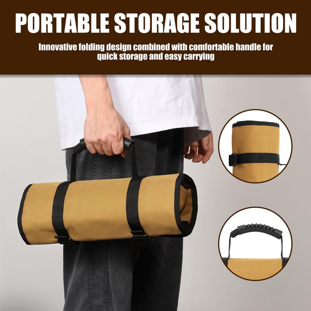 Oxford Cloth Wrench Organizer Bag Wrench Roll Wrench Roll Up Pouch Large Capacity Tool Storage Bag Durable Canvas Construction
