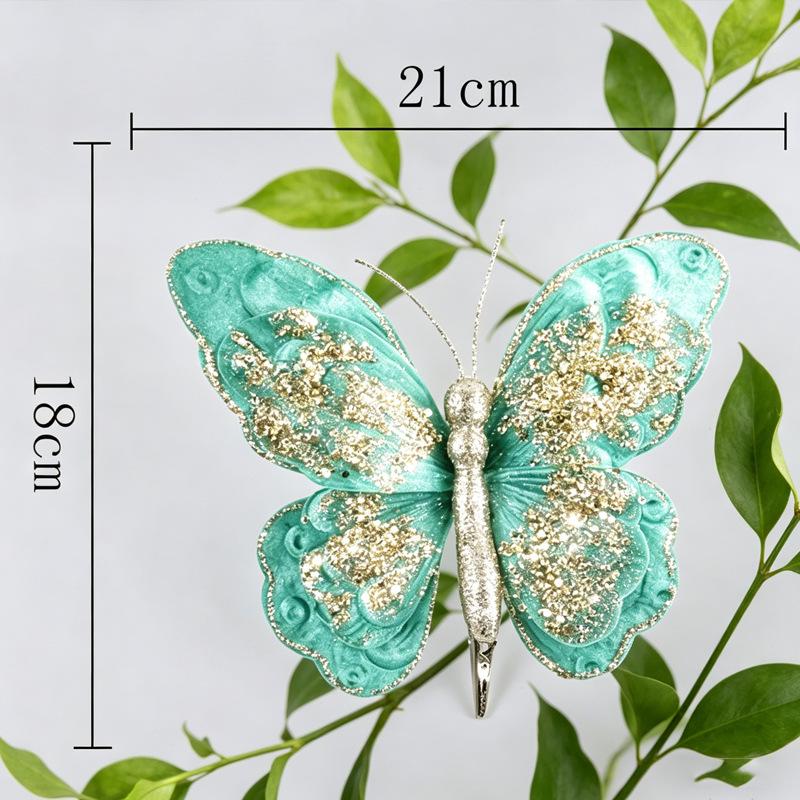 3D Double-Layer Gold Powder Butterfly Ornaments for Christmas Tree DIY Pendant