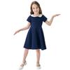 Kids' Solid Color Doll Collar Princess Dress - Cute School Style Children's Clothing