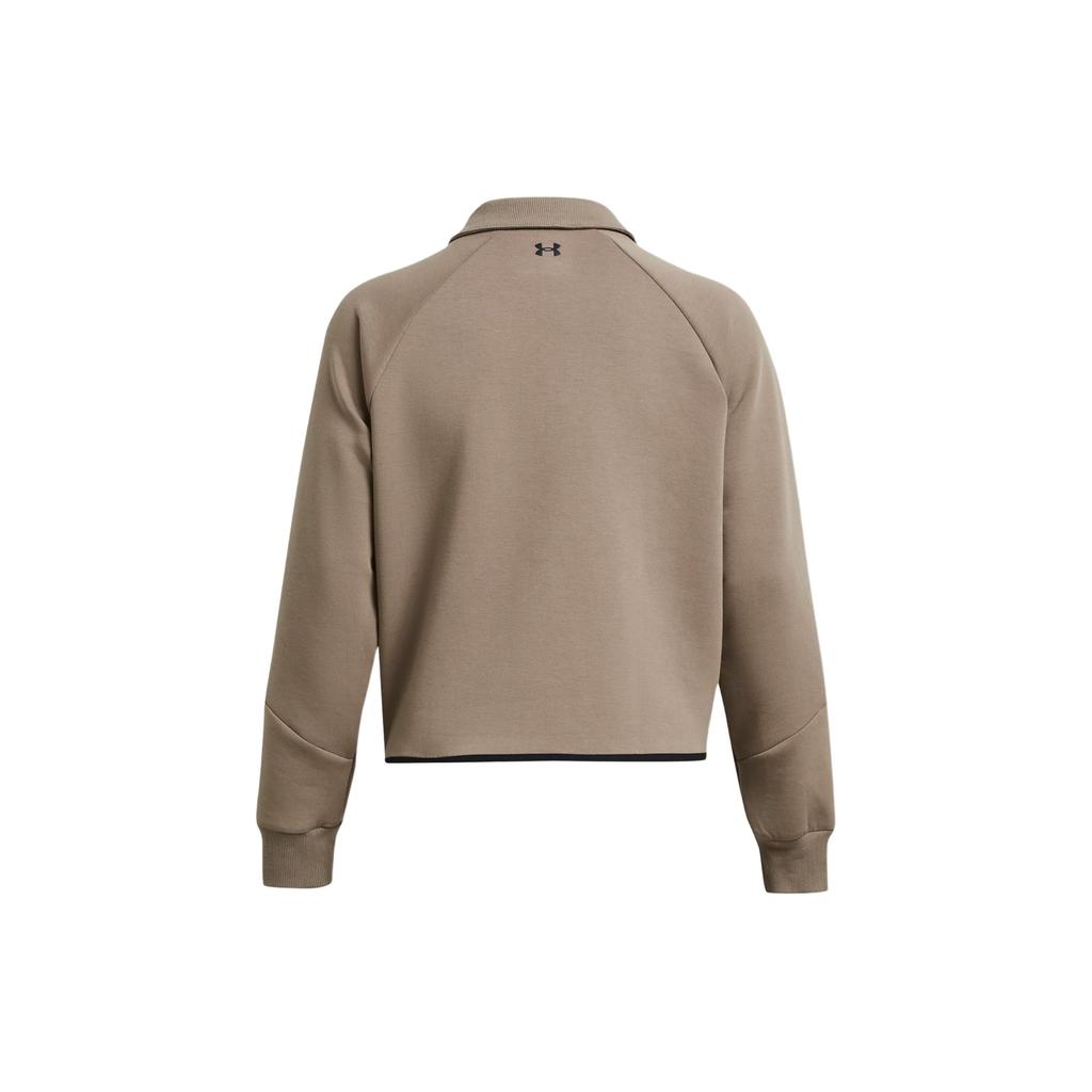 Under Armour UA Unstoppable Solid Color Short Pullover Long Sleeve Sweatshirt Women Sweatshirt Khaki 1382746-200