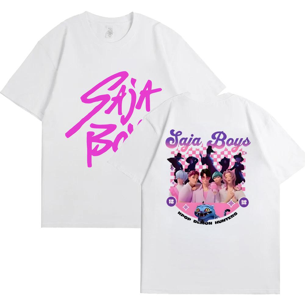 KPop Dämonenjäger Film Saja Boys T-Shirts Männer Frauen Hochwertiges Baumwoll-T-Shirt Mode Hip Hop Harajuku Kurzarm-T-Shirts