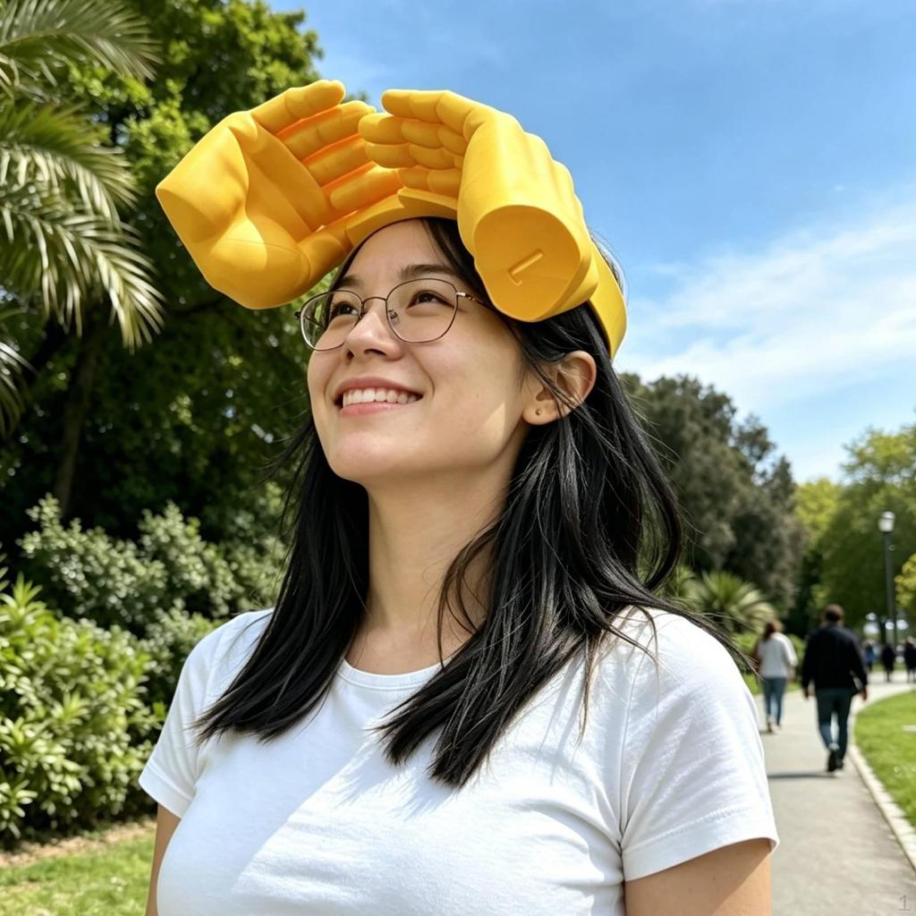 Hand Shaped Sun Hat Protector Unique Funny Headband for Pool Summer Festival Yellow