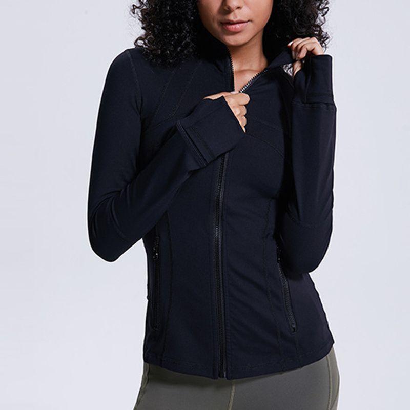 

Облегающая одежда для йоги средней длины, длинная, спортивная верхняя одежда для весны и осени Black S