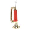 Brass Bugle Gold Plated Cavalry Trumpet with Red Braided Handle for Summer Camp Honor Guard School Band