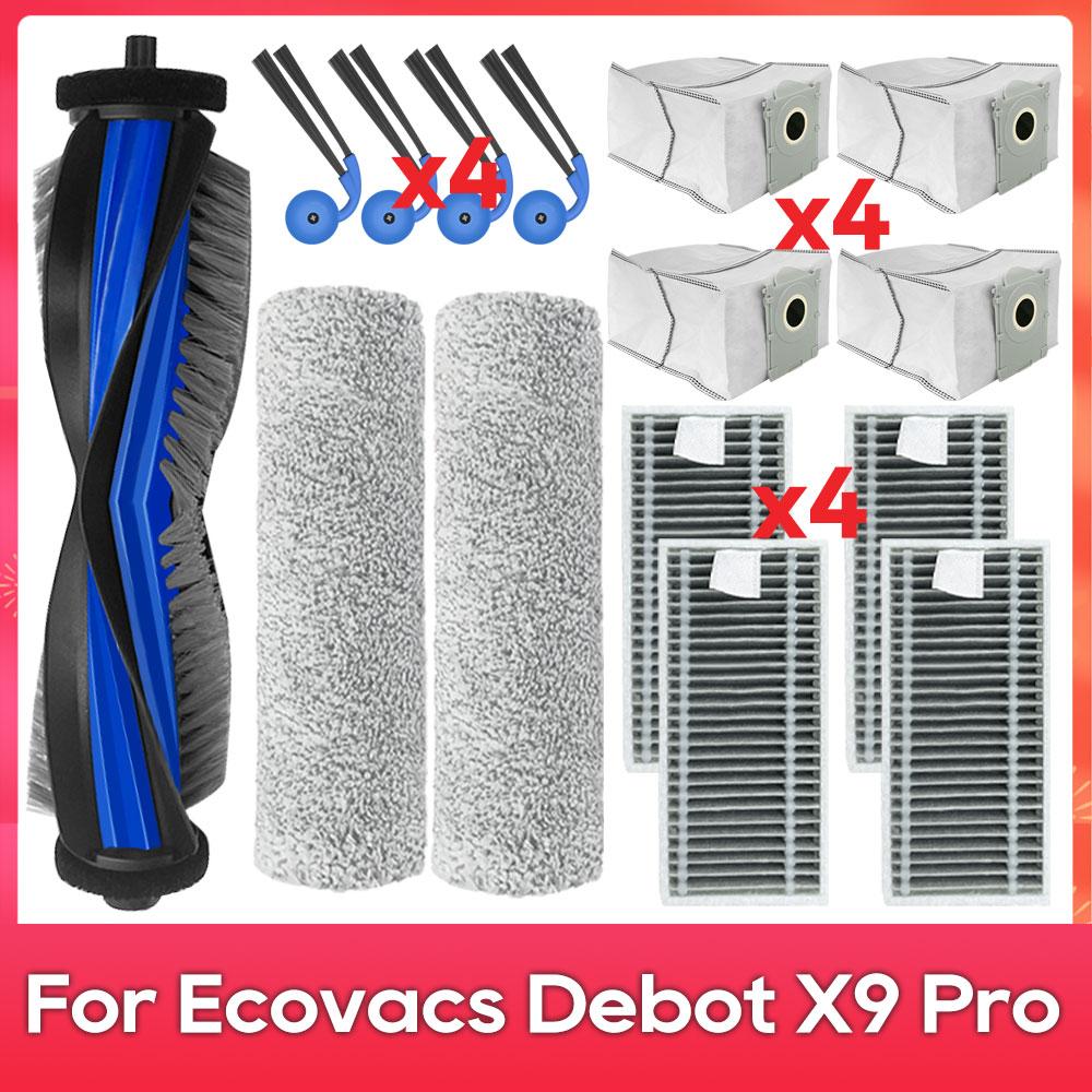Passt für ( ECOVACS X9 PRO OMNI / X9 Pro ) Ersatzteile Zubehör Filter Haupt-Seitenbürste Walze Mopp Staubbeutel