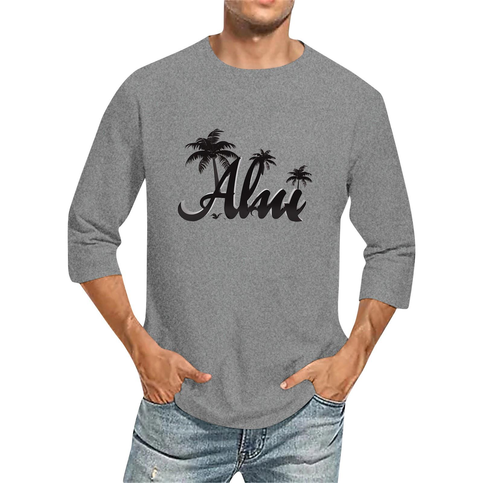 

Мужская однотонная футболка с круглым вырезом и рукавами три четверти XXXL