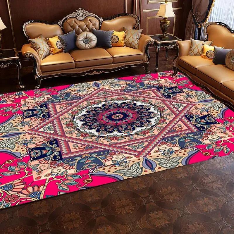Crystal Pile Vintage Persian Living Room Full Rug Ethnic Style Coffee Table Sofa Mats Bedroom Bed Cloakroom Carpet