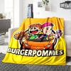 Burger Fun Adventure Flannel Blanket Super Soft Warm Cozy Blanket For Sofa Bed Office Travel Allseason Home Decor Gift