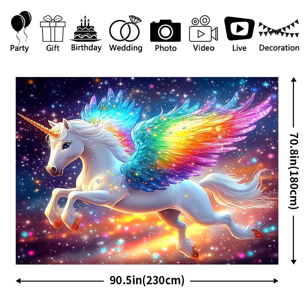 1 piece, a huge unicorn with a background decoration featuring rainbow wings, animal theme, polyester material
