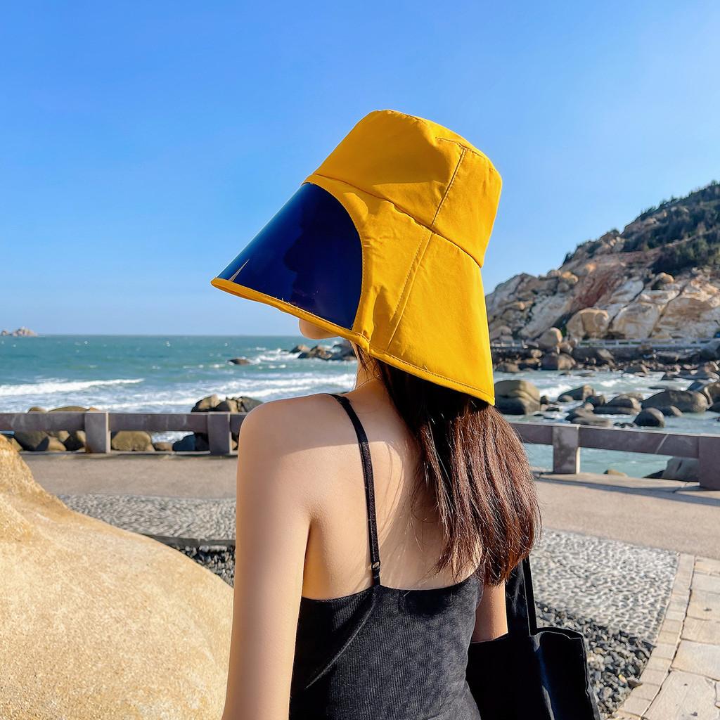 Fisherman Hat Summer Wide Brim Sunshade Cap With Adjustable Face Mask For Beach And Outdoor Activities