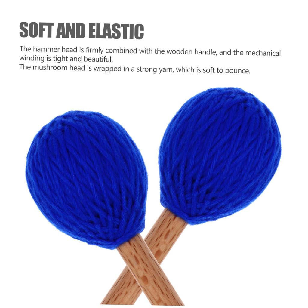 TENDYCOCO 1 Pair of Marimba Mallets with Soft Handles, Wool Mallets