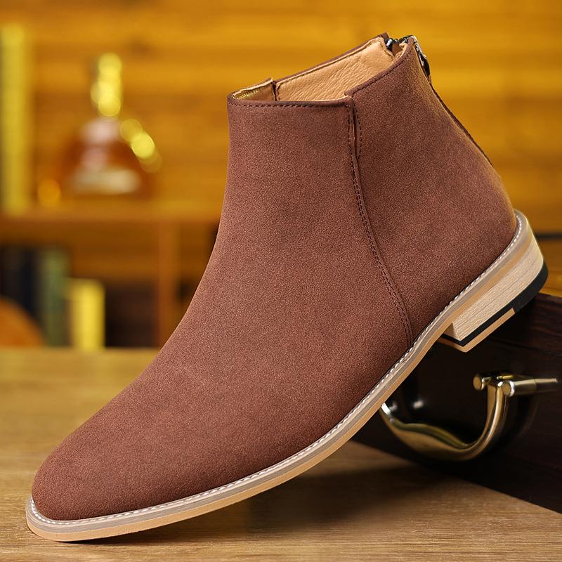 

Модные мужские ботильоны в стиле business casual, дышащая подкладка, резиновая подошва для ходьбы весь день и для офиса, легко надеваются, комфорт 39 коричневый