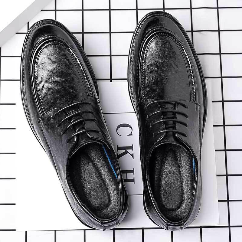 

Мужские кожаные туфли ручной работы — повседневный деловой стиль на весну и осень для свадеб и работы 41 чёрный