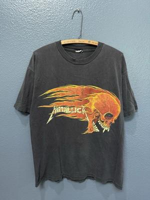 Vintage 1994 Metallica Flammender Totenkopf Sonne Ausgebleichtes T-Shirt Band T-Shirt S-4XL Unisex T-Shirt
