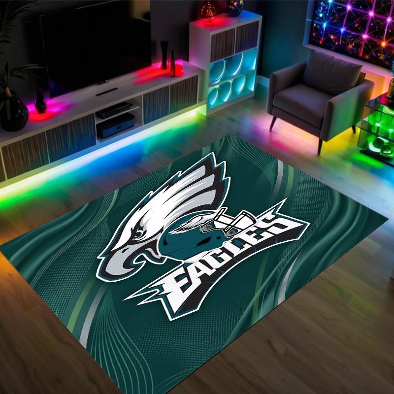 Tappeto in Cristallo Velluto Design Philadelphia Eagles Accogliente Non?Tappeto Stampato Antiscivolo per Camera da Letto Soggiorno Ingresso