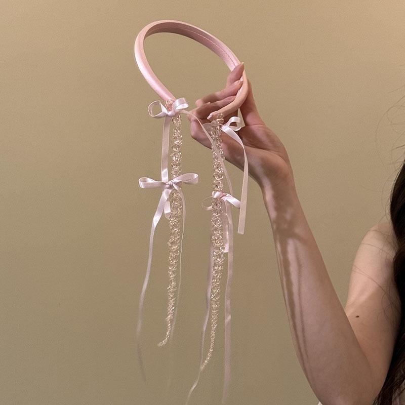 

Тканевый стеклянный бант стример бахрома повязка на голову женская простая уникальная дизайнерская повязка на голову модный темперамент аксессуары для волос головной убор