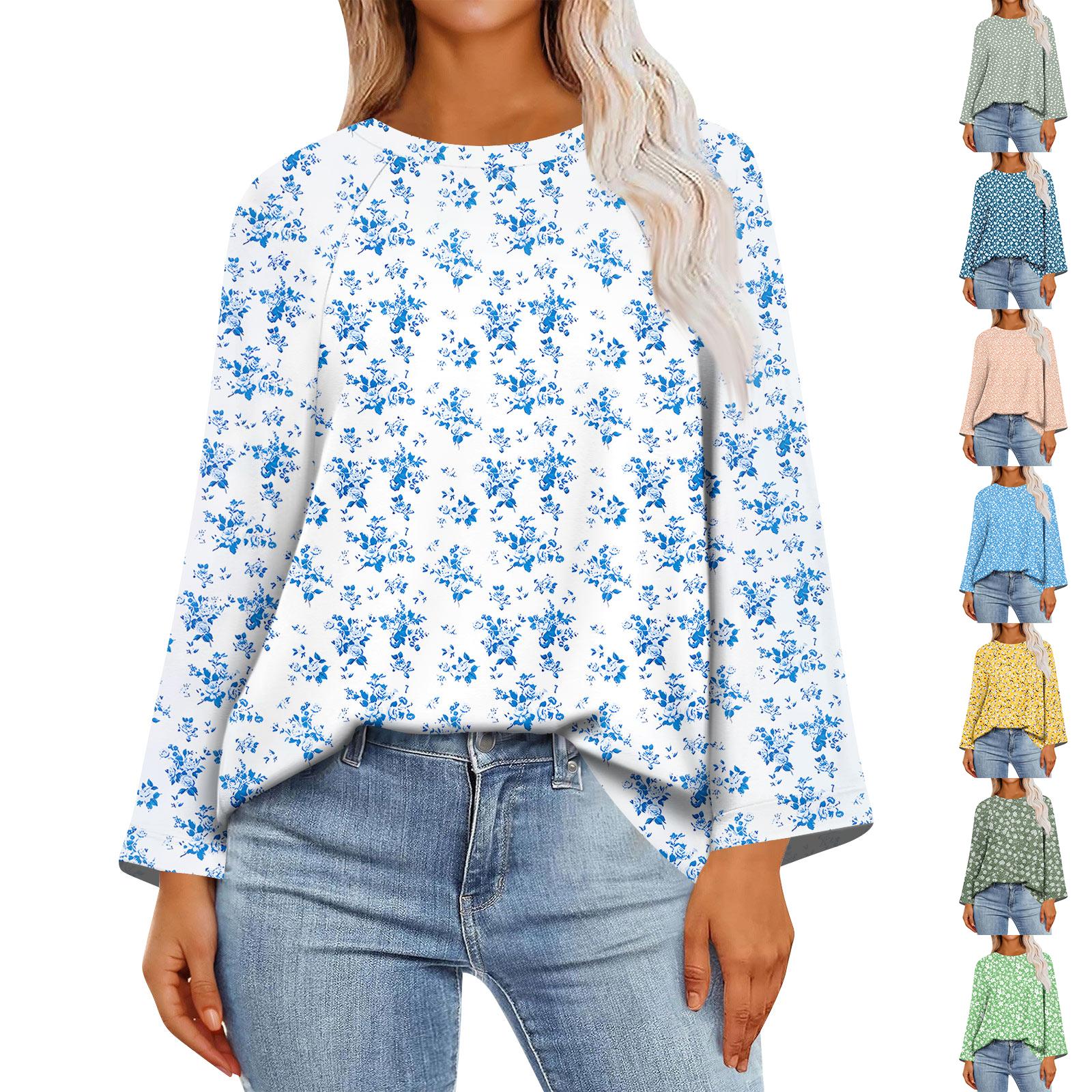

Women s Long Sleeve Shirts Graphic Tees Casual Basic Tops Pullovers M