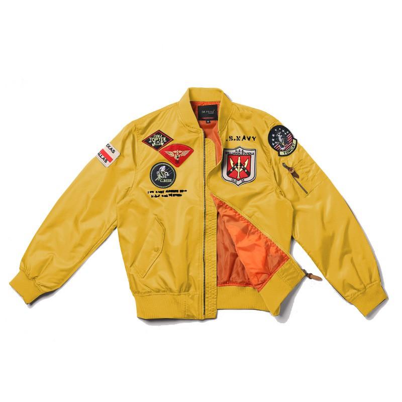 Mens MA1 Flight Jacket Vintage Bomber Embroidered Casual Windproof Coat