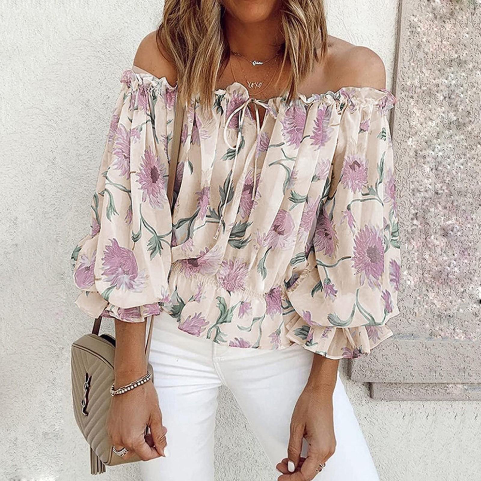 Ladies Lapel Single Breasted Color Long Sleeve Shirt M бежевый