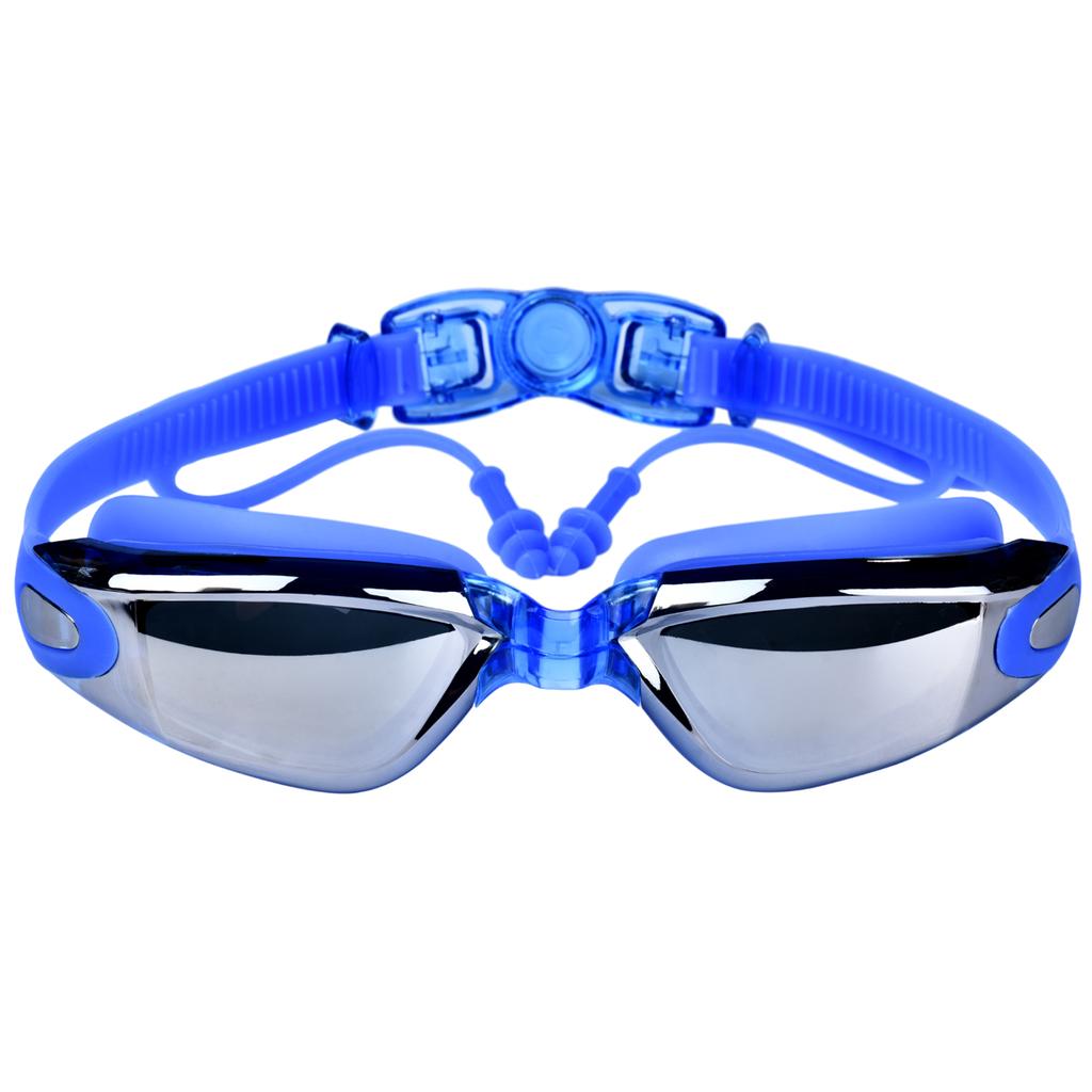 Adult Anti-fog Professional Swimming Goggles with Earplugs Electroplating Silicon Gel Swimming Goggles