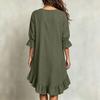Damen Sommerkleid mit V-Ausschnitt, Ellenbogenärmeln, lockerem Schnitt und Rüschensaum für den täglichen Gebrauch