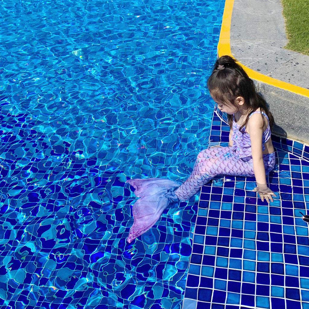 Girls' Mermaid Tail Two-Piece Bikini Swimsuit - Summer Princess Dress