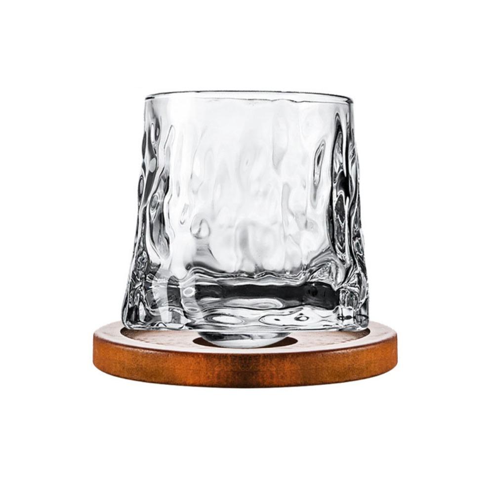 Bar Accessory With Base Spinning Whiskey Glass Clear Thickened Brandy Glass Rotating Wine Cup Beer