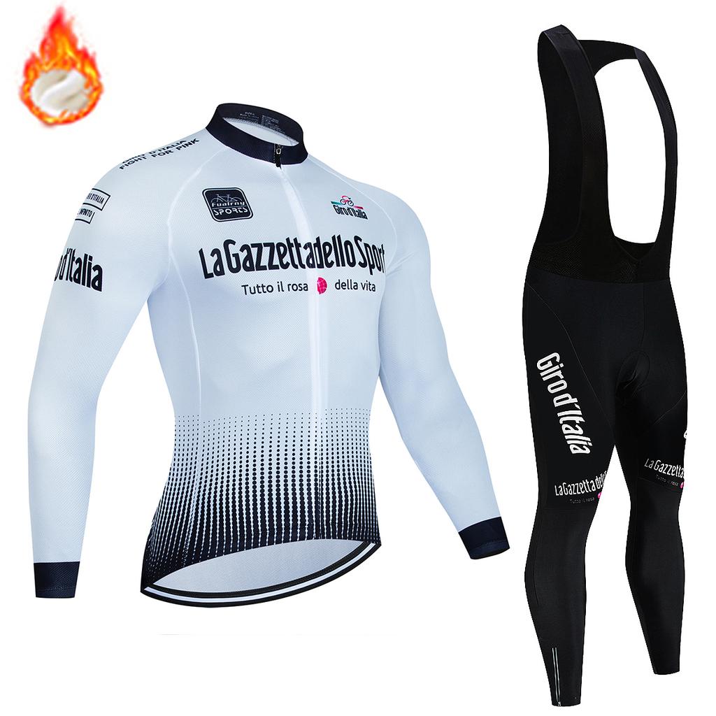 Winter Cycling Jersey Set 2025 Men's Long Sleeve Mountain Bike Cycling Clothing Fleece Warm MTB Bicycle Clothes Wear Suit