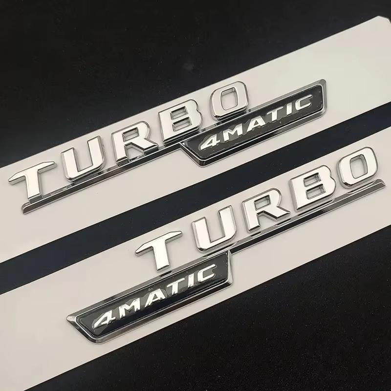 1Pc ABS TURBO 4MATIC Car Trunk Letters Emblem Badge Logo Stickers Accessories For A 35 45 AMG W177 W176 A35 A45 A45S