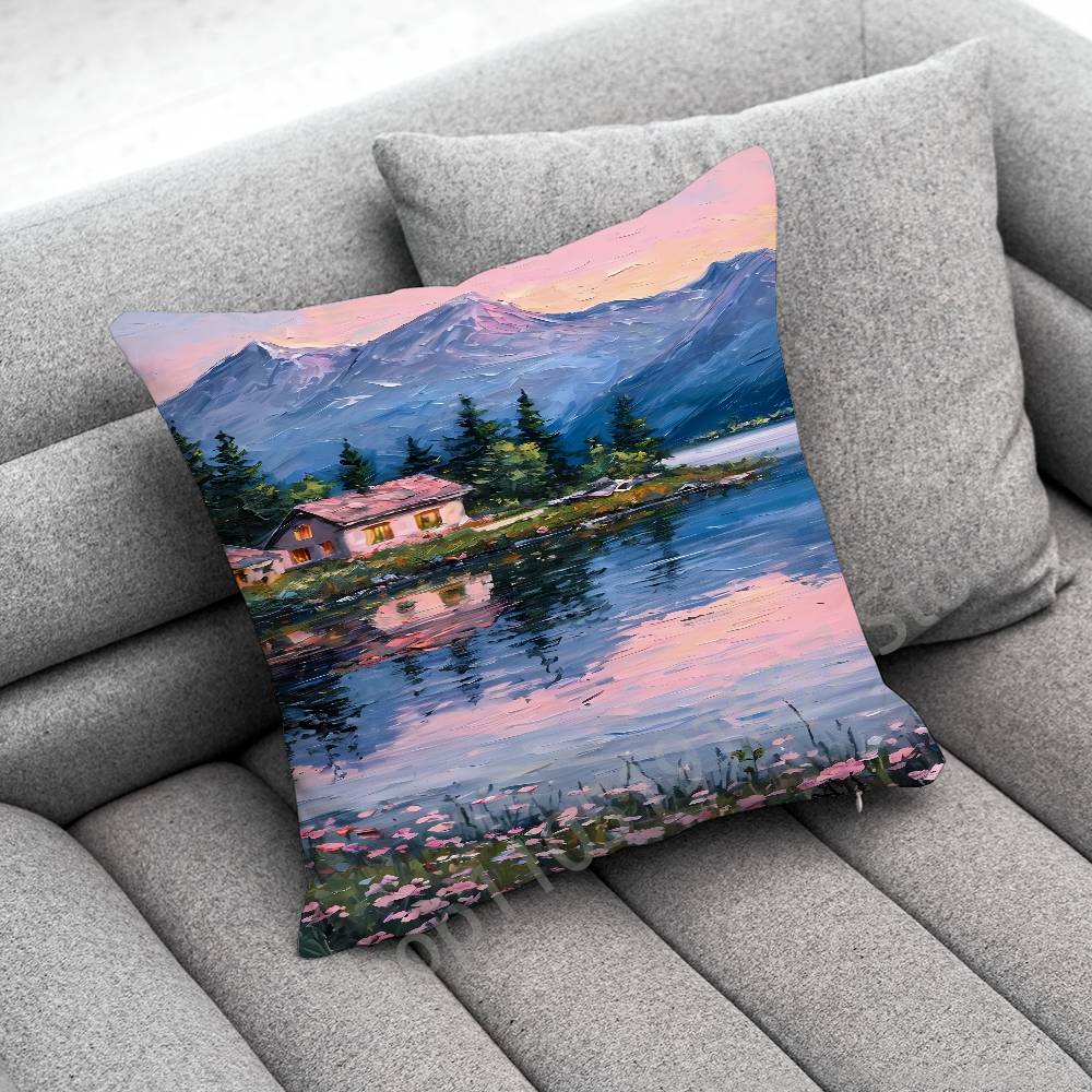 C-Claude Monet Garden Paint Throw Pillow Case For 55x55cm 40x40cm 45x45cm 50x50cm 30x30cm Square Office Pillowship Cover