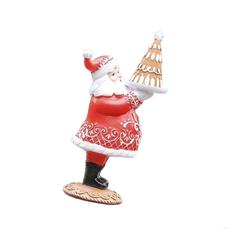 62KD Seasonal Gingerbreads Santa Couple Table Decors Resins Figures for Holiday Gift