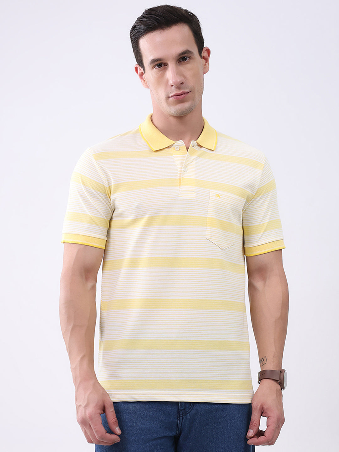 Monte Carlo Men Regular Fit Yellow Tshirt XL