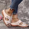 Large Size One-character Slippers Women's Summer Roman Shoes Slope Heel Platform Sandals Embroidered Flower Women's Cool Slippers