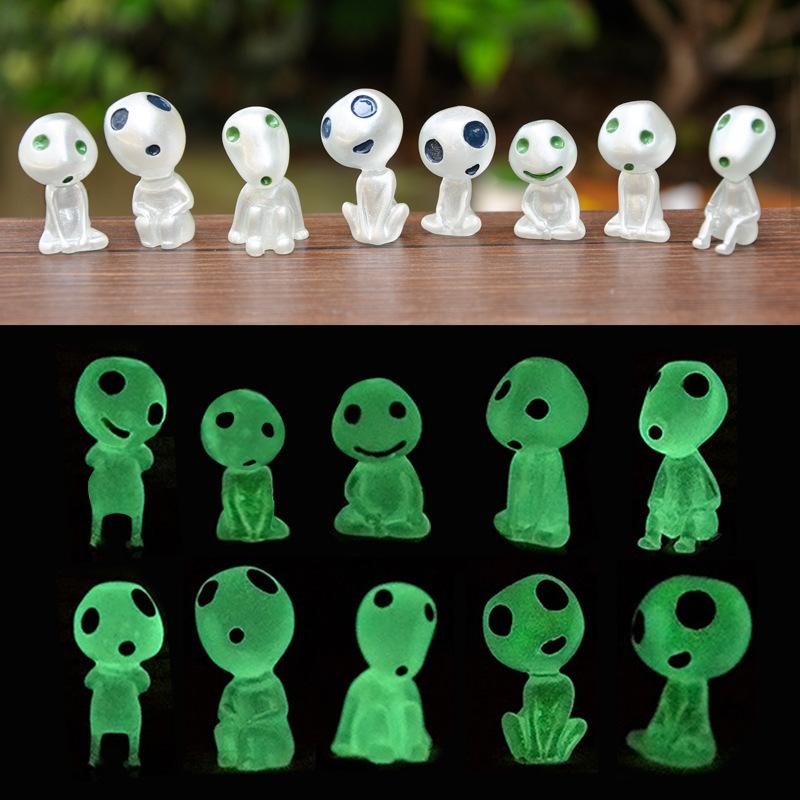 10PCS Luminous Tree Elves Mononoke Micro Landscape Figure Ornament Glowing Miniature Gardening Potted Decor