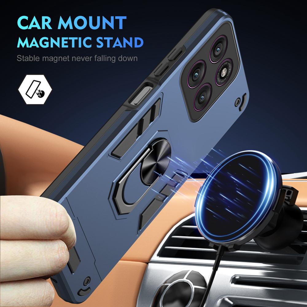 KEYSION Shockproof Armor Case for Motorola Edge 60 Pro 5G Silicone+PC Metal Ring Stand Phone Back Cover for Edge 60 S 60 Fusion