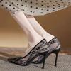 Fashion Breathable Lace Mesh High Heels Women's 2025 New Summer Niche Temperament Pointed Toe Stiletto Single Shoes