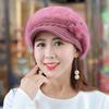 Hat Women's Rabbit Fur Elvet Thick Duckbill Hat Trendy Warm Ear Protection Knitted Hat Korean Version Beret Hat Winter Woolen Hat