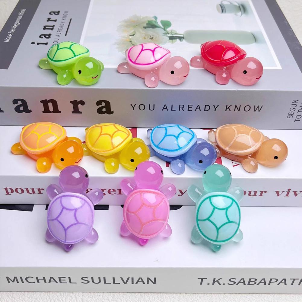 100pcs Mini Resin Turtles Night Glow Turtle Figurines Multi-Function Glow In The Night Turtle Miniatures for Micro Landscap