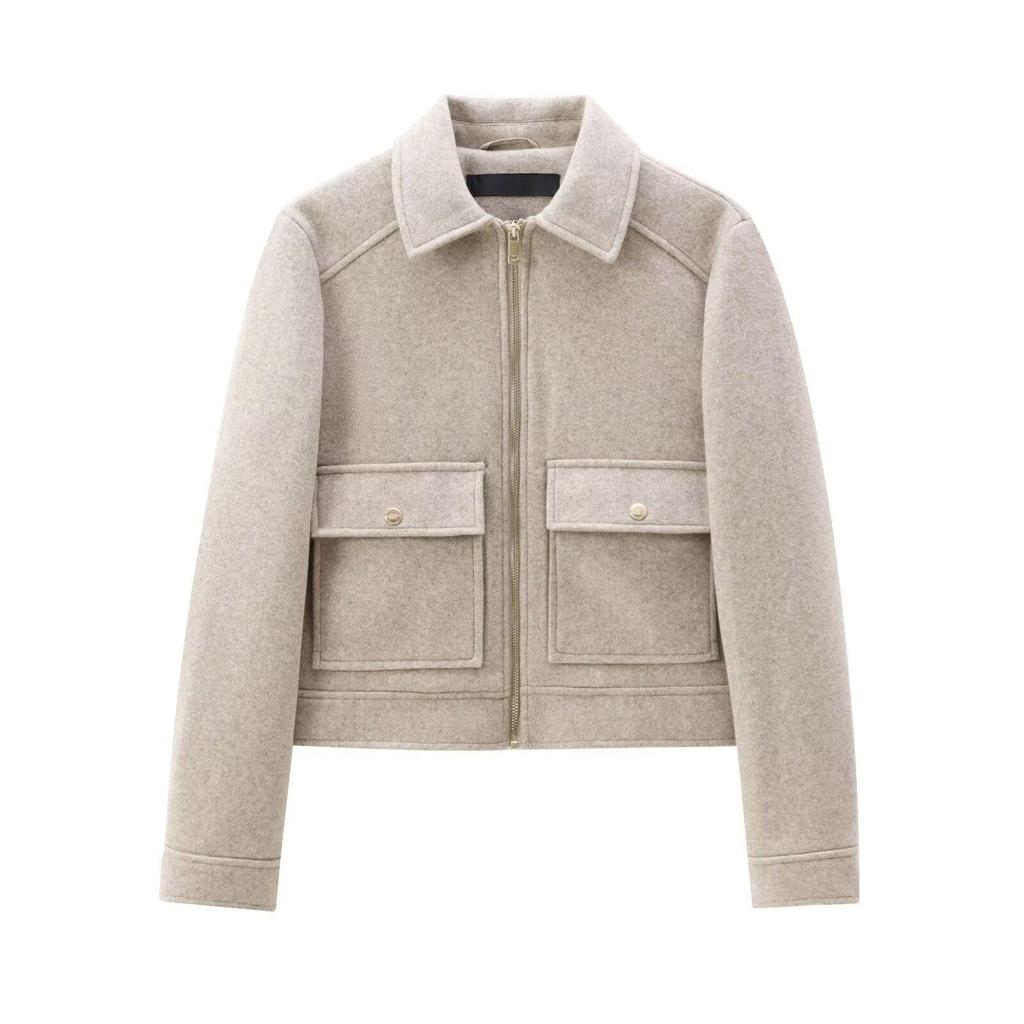 Women's Zipper Jacket Coat New Winter Long Sleeve Pocket Outerwear Coat Short Street Elegant Women's Jacket