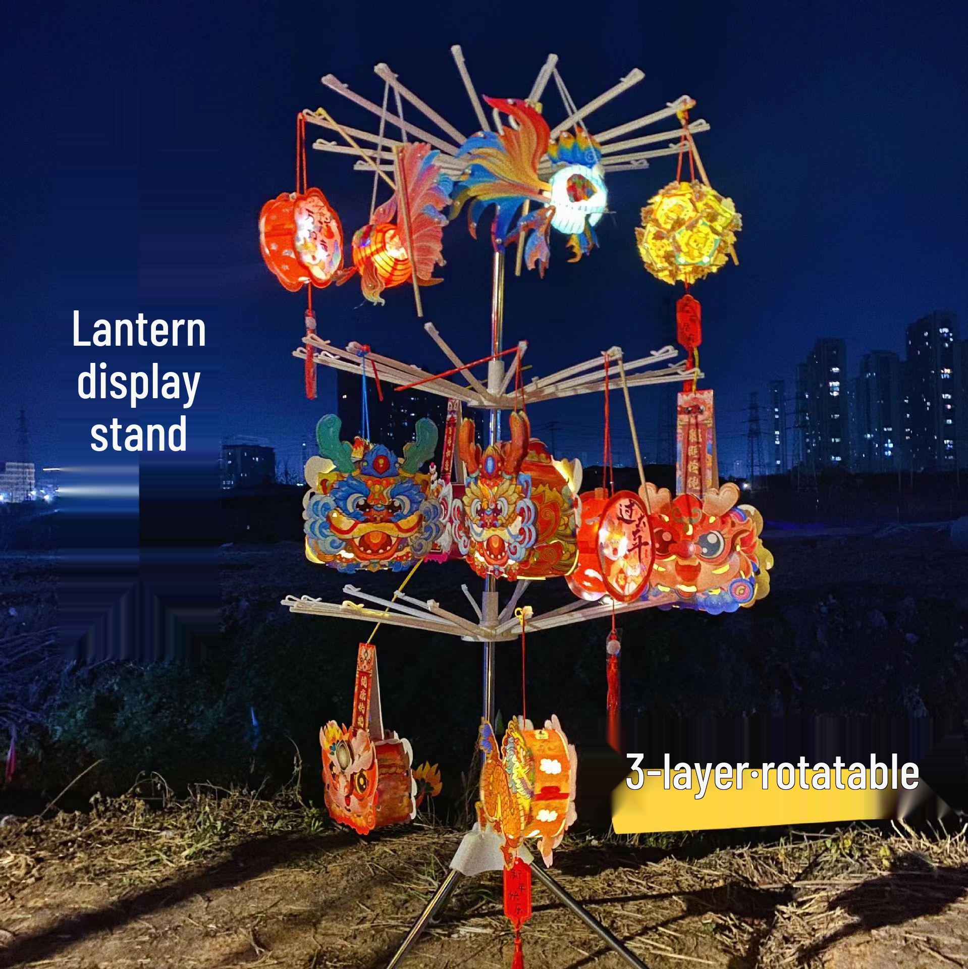 

Umbrella-Shaped Rotating Folding Toy and Lantern Display Stand
